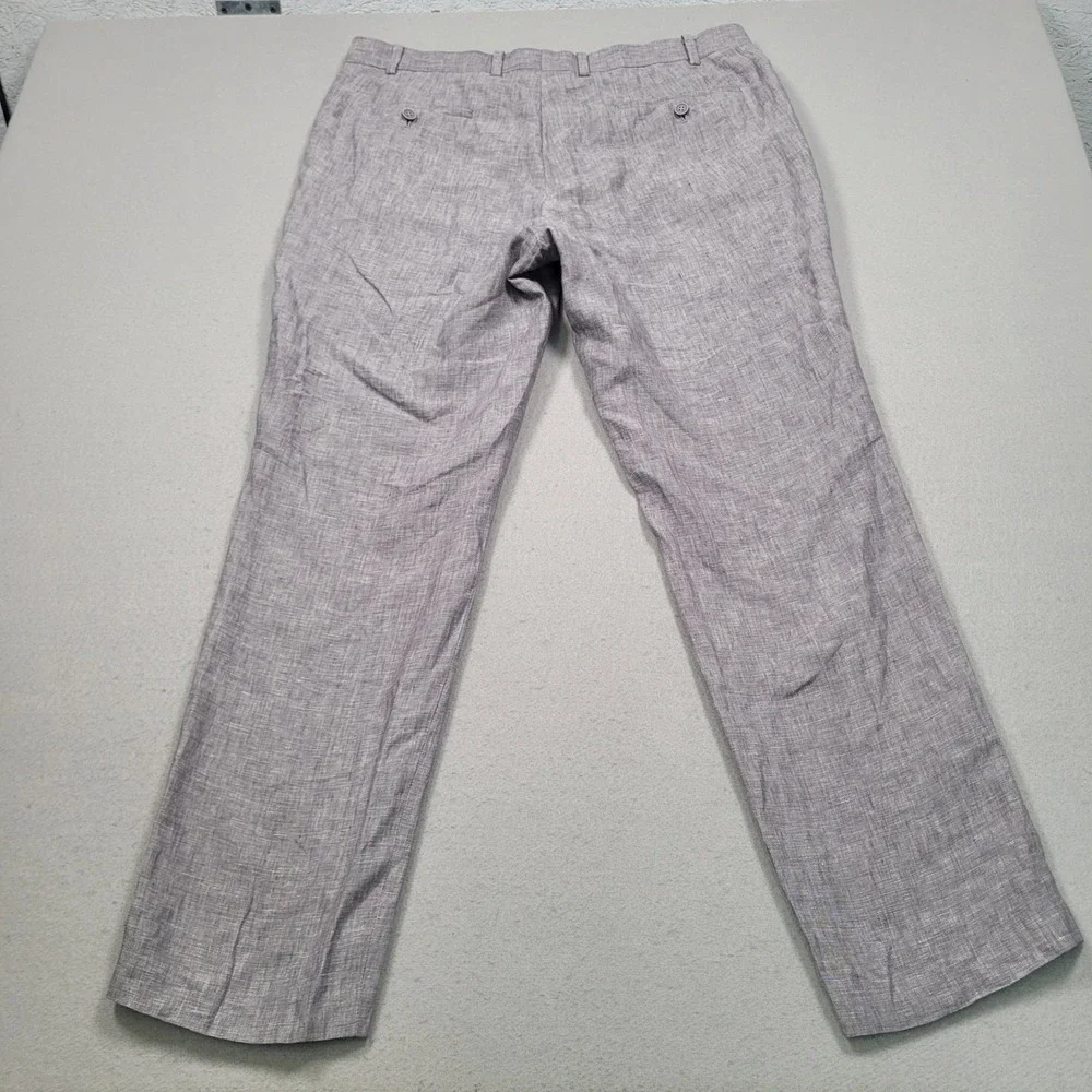 Bar III Mens Slim Fit 100% Linen Flat Front Dress Pants Gray 38x32 MLCOPC1Y00